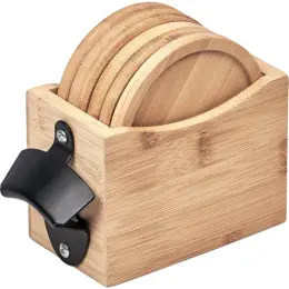 Okiyo Kanpai Bamboo Coaster & Bottle Opener Set Unbranded
